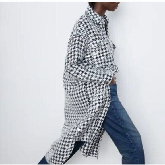 LIMITED EDITION Zara Houndstooth Overshirt, Sze M - Picture 6 of 15